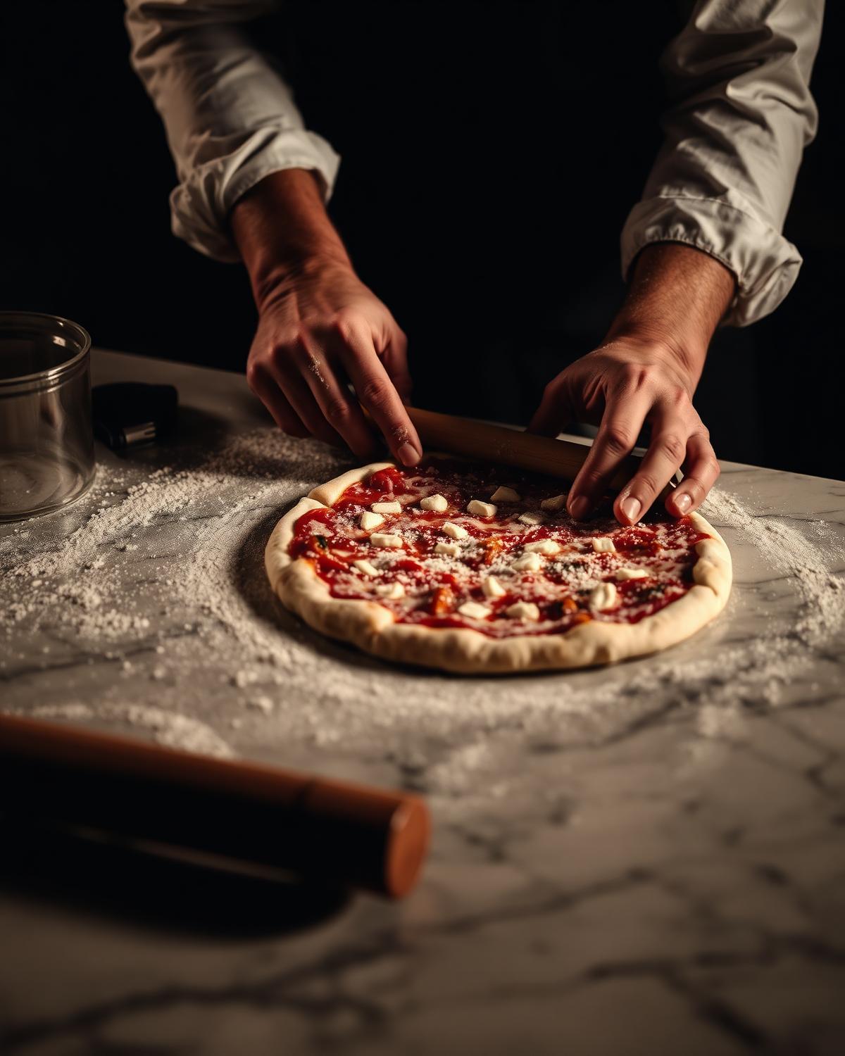 Pizzaiolo preparando massa